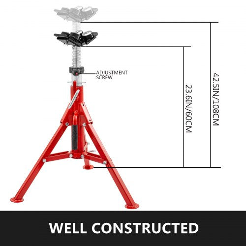 Industrial Pipe Jack Stand, 2500LB Capacity Welding Stand with 4-Ball V-Head, Adjustable Height 24" to 43"