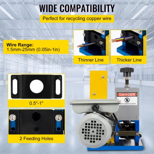 Automatic Electric Wire Stripping Machine 005098 Portable Dark Blue Wire Stripper Tool For Scrap Co 4
