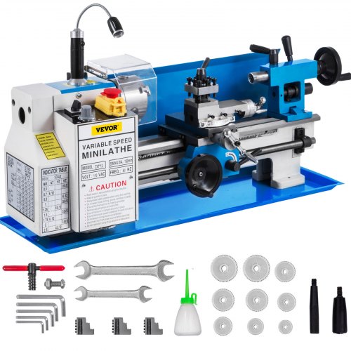 7x12 Metal Lathe Machine 550W HighPrecision Mini Lathe With Variable Speed Nylon Gears  LED Lamp Fo 1