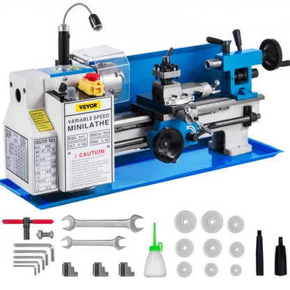 7x12 Metal Lathe Machine 550W HighPrecision Mini Lathe With Variable Speed Nylon Gears  LED Lamp Fo 1
