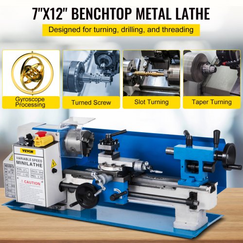 7x12 Metal Lathe Machine 550W HighPrecision Mini Lathe With Variable Speed Nylon Gears  LED Lamp Fo 2