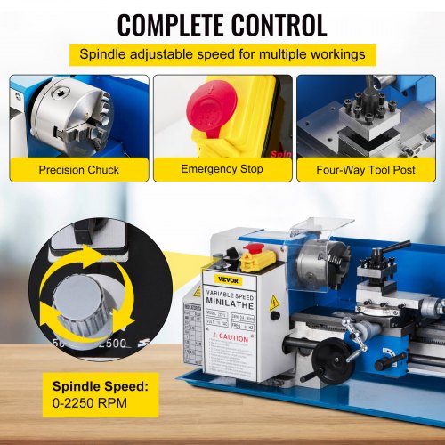 7x12 Metal Lathe Machine 550W HighPrecision Mini Lathe With Variable Speed Nylon Gears  LED Lamp Fo 6