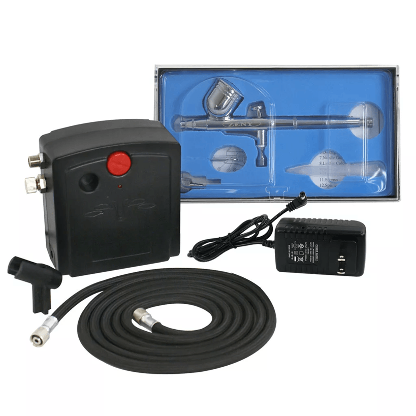 Dual Action Airbrush Kit with TC 100 Compressor for Tattoo and Nail Art