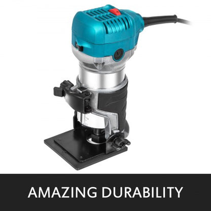 710W Compact Router Trimmer Kit, 1.25HP Variable Speed Wood Router with Fixed/Plunge Base, Max 30,000 RPM for Precision