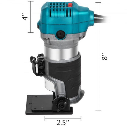 710W Compact Router Trimmer Kit, 1.25HP Variable Speed Wood Router with Fixed/Plunge Base, Max 30,000 RPM for Precision