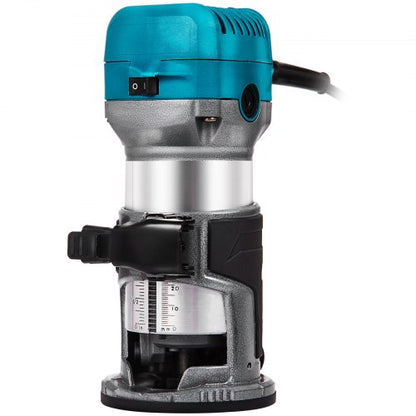 710W Compact Router Trimmer Kit, 1.25HP Variable Speed Wood Router with Fixed/Plunge Base, Max 30,000 RPM for Precision
