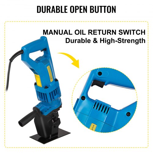 900W Hydraulic Hole Punch Machine, 10-Ton Metal Puncher with 5 Standard Dies for Steel, Iron & Aluminum Plates