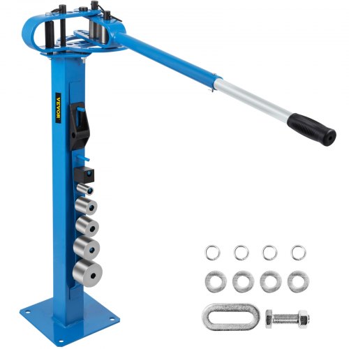 Manual Metal Bender Flat Bar & Square Rod Bending 7 Dies, Steel Tube Bender with Floor Stand for Fabrication