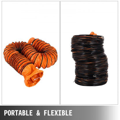 Durable PVC Flexible Duct Hosing Exhaust Fan, Industrial Orange Vent Hose for Ventilation, Fume Extraction, Air Movement