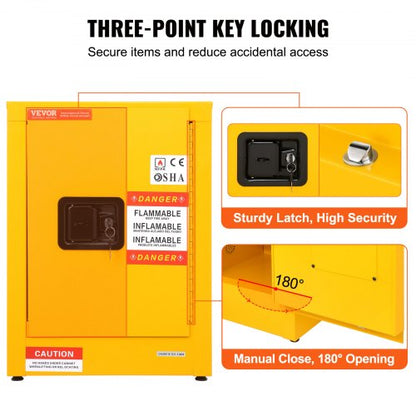 Safety Cabinet, Flammable Storage Cabinet with Adjustable Shelf, Galvanized Steel, Leak-Proof Design for Garage