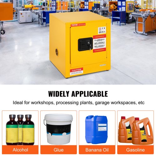 Galvanized Steel Flammable Cabinet, Safety Storage with Adjustable Shelf, Lock for Industrial, Commercial, Home
