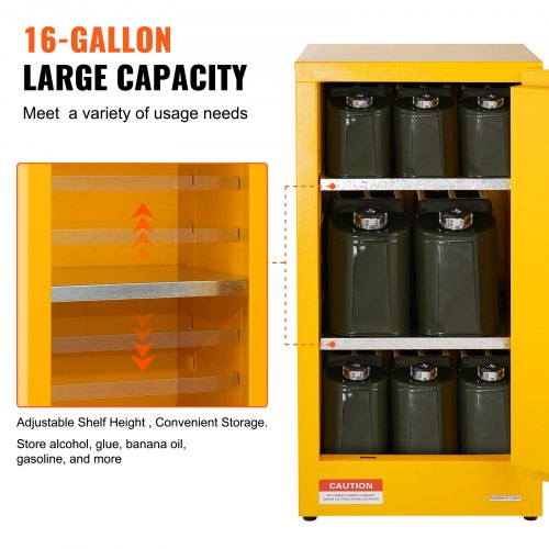 Adjustable Shelf Flammable Storage Cabinet, Galvanized Steel Safety Cabinet for Flammable Liquids, Commercial & Home Use
