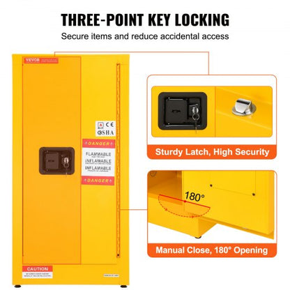 Adjustable Shelf Flammable Storage Cabinet, Galvanized Steel Safety Cabinet for Flammable Liquids, Commercial & Home Use