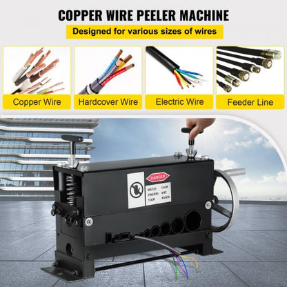 Heavy-Duty Manual Wire Stripping Machine Tool, Cable Stripper for Copper & Aluminum Recycle, Hand Crank Industrial