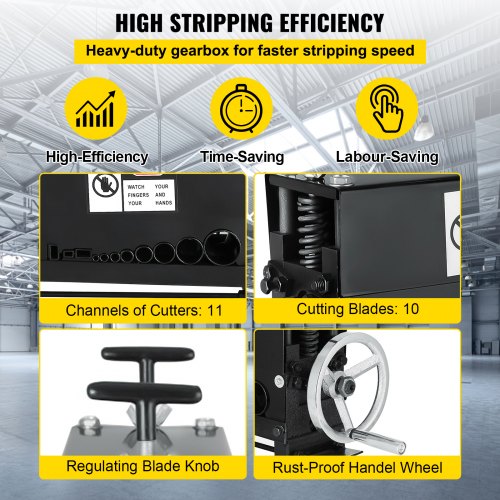 Heavy-Duty Manual Wire Stripping Machine Tool, Cable Stripper for Copper & Aluminum Recycle, Hand Crank Industrial
