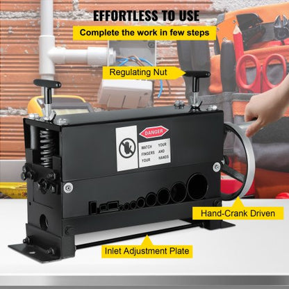 Heavy-Duty Manual Wire Stripping Machine Tool, Cable Stripper for Copper & Aluminum Recycle, Hand Crank Industrial