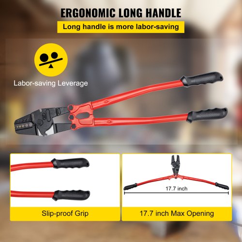 Hand Swager Crimper, Swaging Tool Cavity, Long Handle Wire Rope Crimping Tool for Copper & Aluminum Oval Stop Sleeves