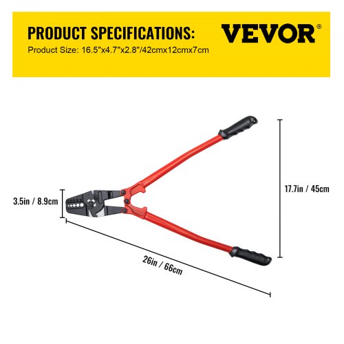 Hand Swager Crimper, Swaging Tool Cavity, Long Handle Wire Rope Crimping Tool for Copper & Aluminum Oval Stop Sleeves