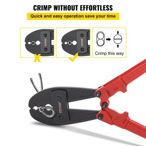 Hand Swager Crimper Tool, Wire Rope Crimping Tool for Sleeves, Long Handle Swaging Tool for Copper & Aluminum Cables