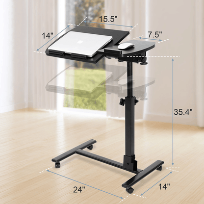 Adjustable Rolling Laptop Desk With Tilting Tabletop And Overbed Design 1