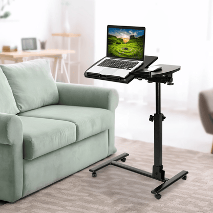Adjustable Rolling Laptop Desk With Tilting Tabletop And Overbed Design 6