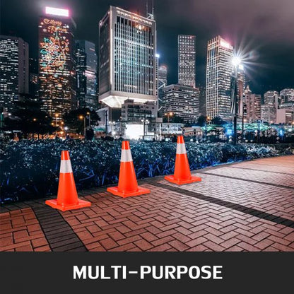 Traffic Safety Cones, Reflective Parking Cones with Stable PVC Base for Driveway, Road Work, Construction & Hazard Zone