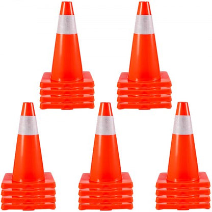 18" Orange Traffic Cone with Reflective Collars, 20-Pack PVC Safety Road Parking Cones for Hazard Construction