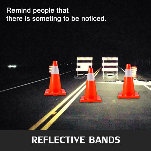 18" Orange Traffic Cone with Reflective Collars, 20-Pack PVC Safety Road Parking Cones for Hazard Construction