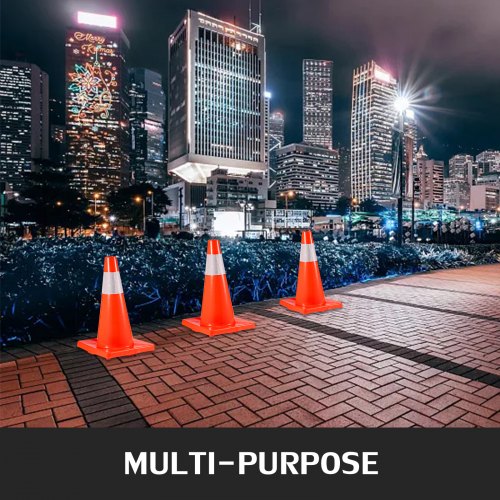 18" Orange Traffic Cone with Reflective Collars, 20-Pack PVC Safety Road Parking Cones for Hazard Construction