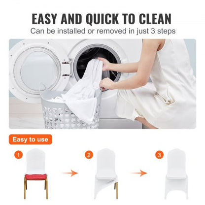 Universal Stretch Spandex Folding Chair Covers 100Pack Washable Arched Front Slipcovers For Wedding 4