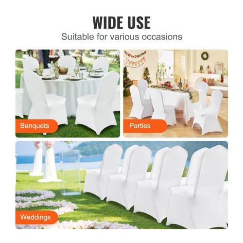 Universal Stretch Spandex Folding Chair Covers 100Pack Washable Arched Front Slipcovers For Wedding 6
