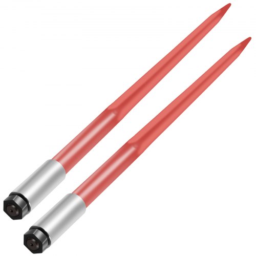 43 Bale Hay Spike Red Coated HighStrength Spear With Hex Nut  Sleeve For Quick Attach To Tractors L 1