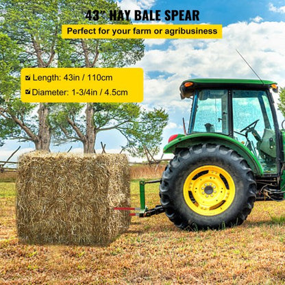 43 Bale Hay Spike Red Coated HighStrength Spear With Hex Nut  Sleeve For Quick Attach To Tractors L 2