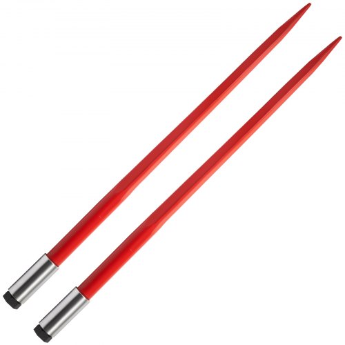 43 Bale Hay Spike Red Coated HighStrength Spear With Hex Nut  Sleeve For Quick Attach To Tractors L 7