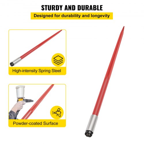 2Pack Red Coated Bale Forks 49 Bale Hay Spike With Quick Attach System 4500LB Capacity For Buckets  3