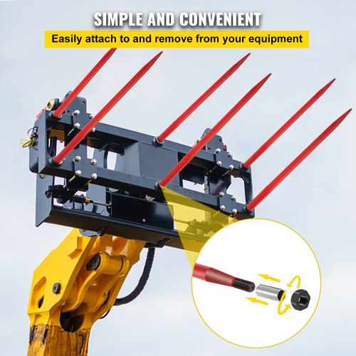 2Pack Red Coated Bale Forks 49 Bale Hay Spike With Quick Attach System 4500LB Capacity For Buckets  5