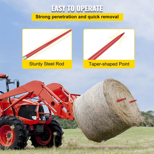 2Pack Red Coated Bale Forks 49 Bale Hay Spike With Quick Attach System 4500LB Capacity For Buckets  6