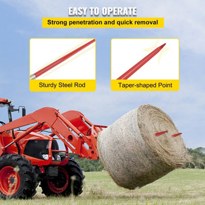 2Pack Red Coated Bale Forks 49 Bale Hay Spike With Quick Attach System 4500LB Capacity For Buckets  6