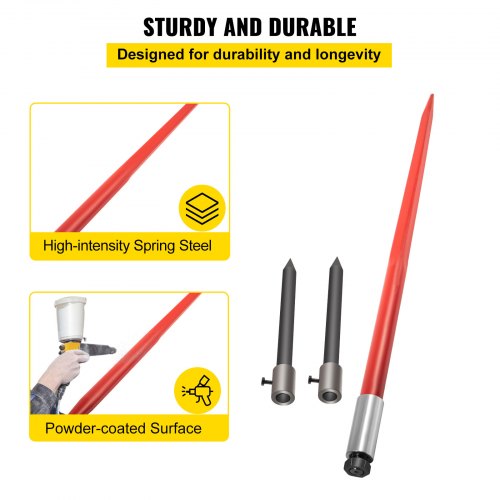 HeavyDuty Hay Bale Spear Set Quick Attach 49 Bale Spike With Hex Nut  Sleeve 2 Stabilizer Spears  F 3