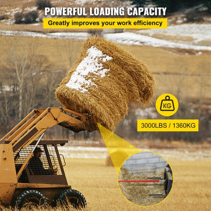 HeavyDuty Hay Bale Spear Set Quick Attach 49 Bale Spike With Hex Nut  Sleeve 2 Stabilizer Spears  F 4