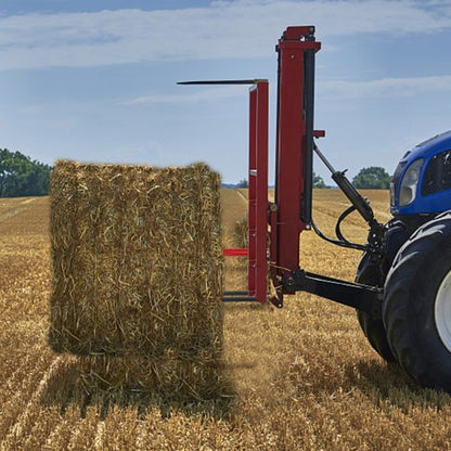 Heavy-Duty Hay Bale Spear Set, Quick Attach 49" Bale Spike with Hex Nut & Sleeve, 2 Stabilizer Spears – Fits Bobcat.