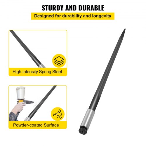 3600 Lbs Capacity Black Coated Bale Forks 39 Bale Hay Spike With Hex Nut  Sleeve For Tractors Loade 3