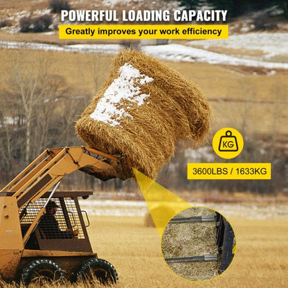 3600 Lbs Capacity Black Coated Bale Forks 39 Bale Hay Spike With Hex Nut  Sleeve For Tractors Loade 4