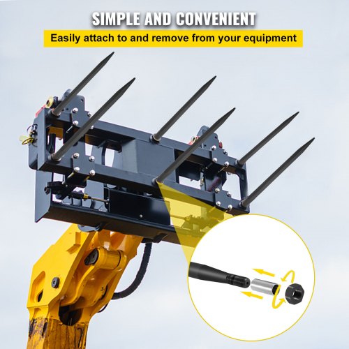 3600 Lbs Capacity Black Coated Bale Forks 39 Bale Hay Spike With Hex Nut  Sleeve For Tractors Loade 5