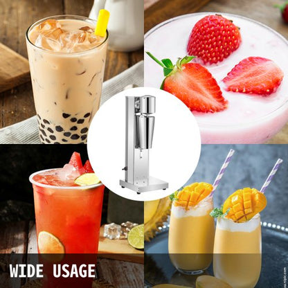 Single Head Classic Milkshake Maker with 800ml Cup, 2 Speed Adjustable Silver Milkshake Maker Machine for Smoothies