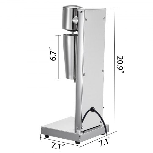 Single Head Classic Milkshake Maker with 800ml Cup, 2 Speed Adjustable Silver Milkshake Maker Machine for Smoothies