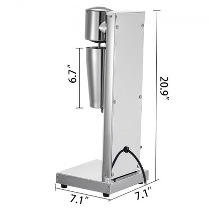 Single Head Classic Milkshake Maker with 800ml Cup, 2 Speed Adjustable Silver Milkshake Maker Machine for Smoothies