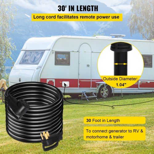 30FT 50Amp RV Extension Cord 6AWG Copper Wire Power Cable For Motorhome Camper  Trailer With Handle 3