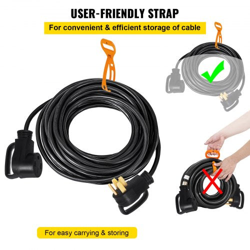 30FT 50Amp RV Extension Cord 6AWG Copper Wire Power Cable For Motorhome Camper  Trailer With Handle 5