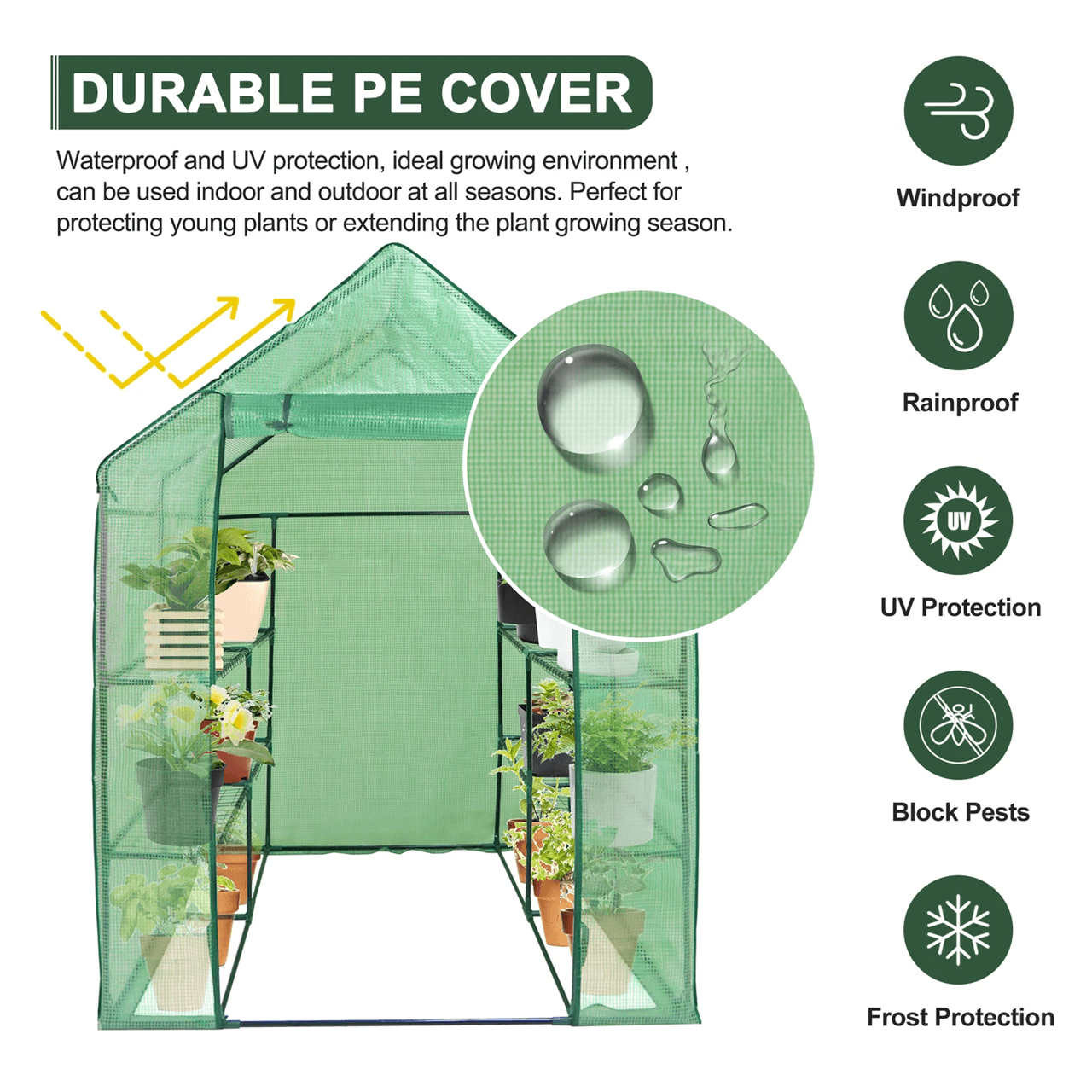 Walk In Greenhouse With 8 Shelves For Outdoor Gardening And Plant Protection 1